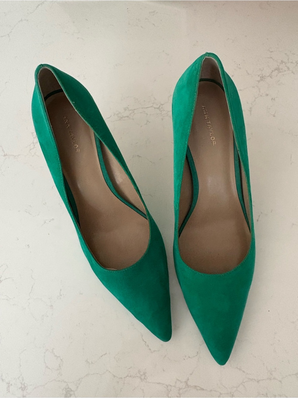 Ann Taylor Teal Suede Pointed-Toe Pumps